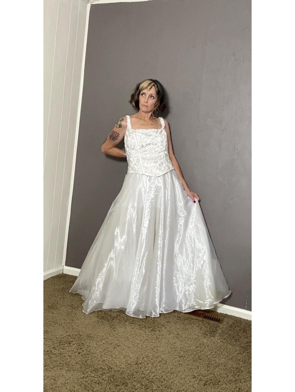 1990's Corset Top + Organza Gown Glam Fairy Princess Bridal Dress size 23/24